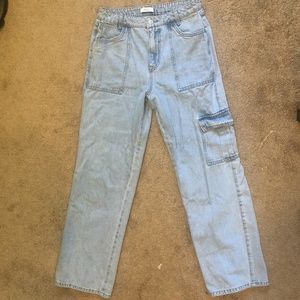 Cargo High-Waisted Straight Leg Jeans